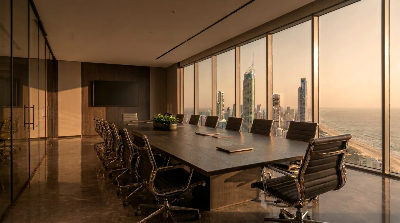 Gold Coast corporate office foyer presented after a commercial clean