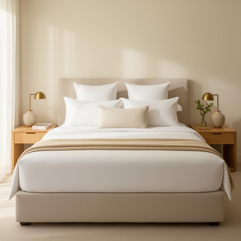 A linen-dressed bedroom, restored daily